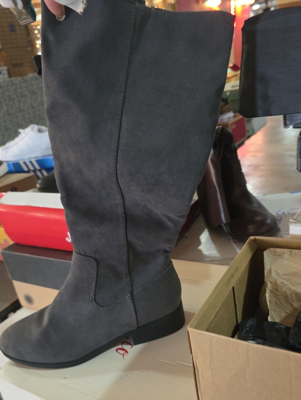 Style & Co. Gray Over-the-Knee Suede Boots. Size 7.5